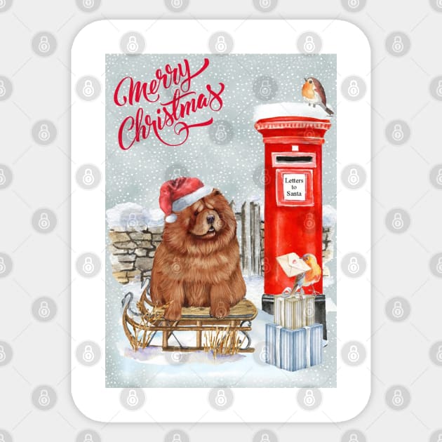 Chow Chow Merry Christmas Santa Dog Sticker by Puppy Eyes